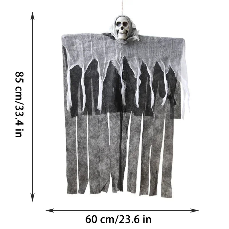 Doodad Co. Hanging Gauze Ghost — Skeleton Skull Yard Prop, Haunted House Decor