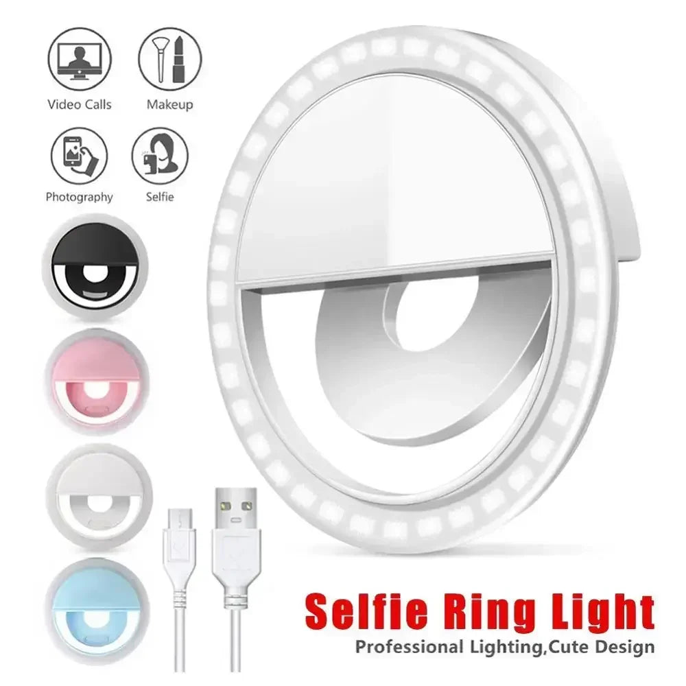 Doodad Co. LED Selfie Ring Light — Clip-On, USB Rechargeable