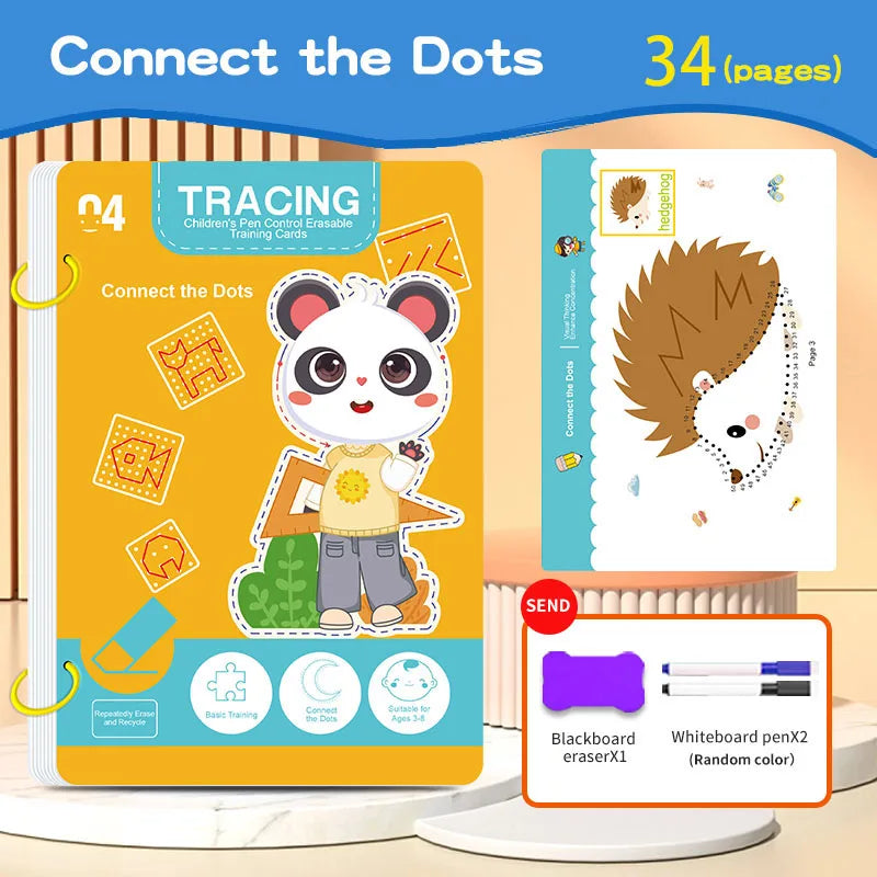 Doodad Co. Reusable Practice Book — Erasable Pen Included, 34 Pages