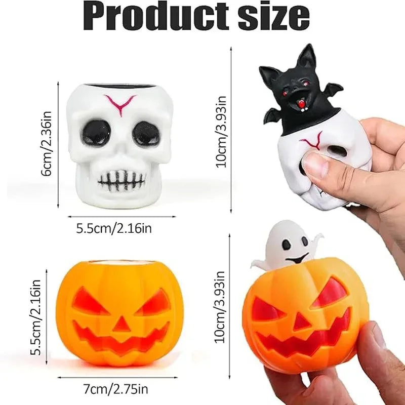 Doodad Co. Pumpkin Ghost Squeeze Pinch Toys — Silicone Stress Relief, Party Favors