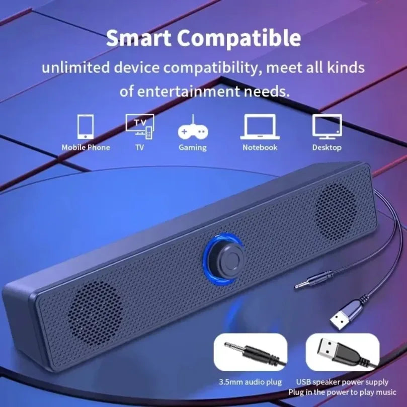 Doodad Co. Bluetooth Soundbar — 3D Surround Sound, Built-In Subwoofer