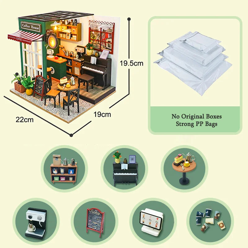 Doodad Co. DIY Dollhouse Kit — 3D Wooden Puzzle, Miniature Build