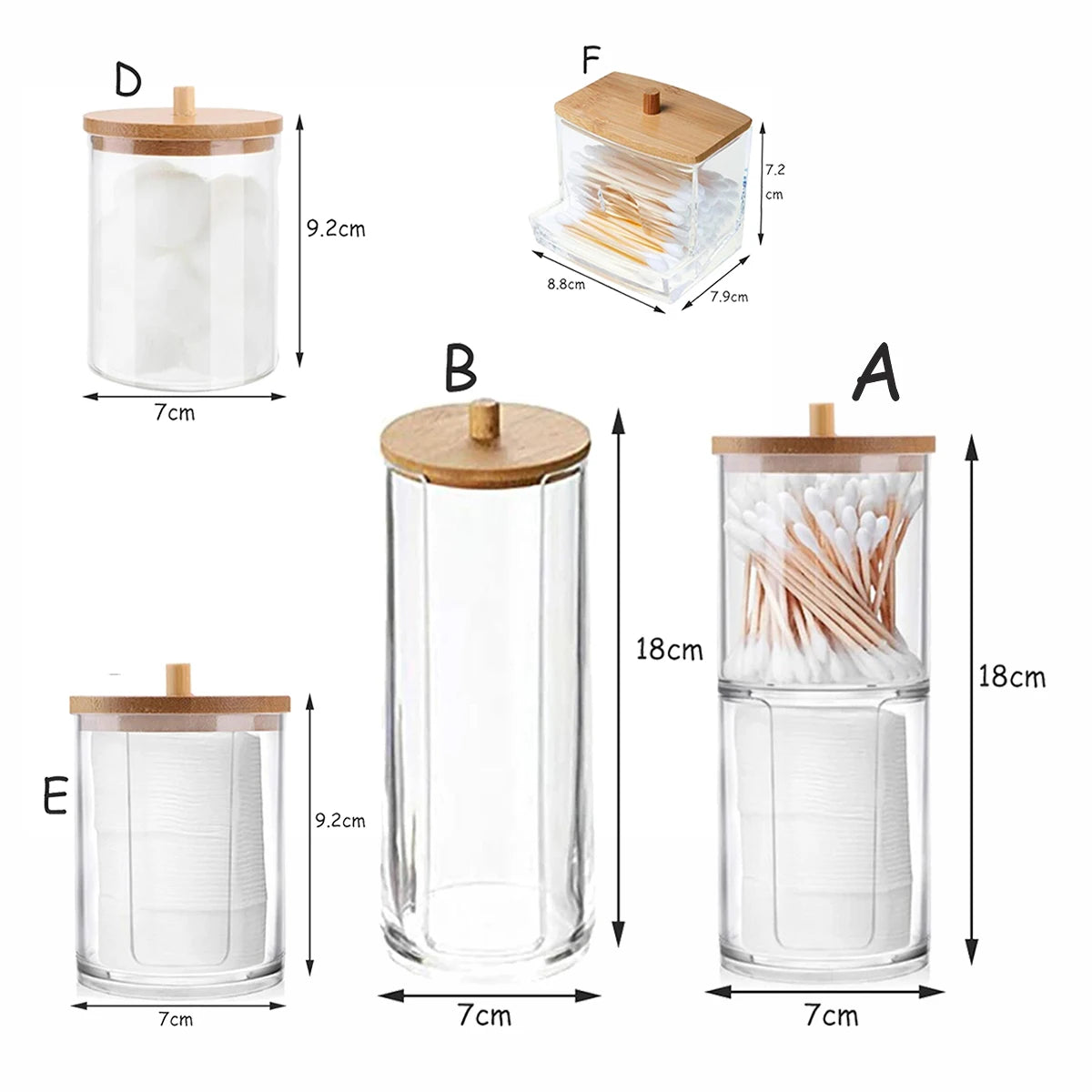 Doodad Co. Acrylic Cotton Pad Organizer — Bamboo Lid, Bathroom Storage
