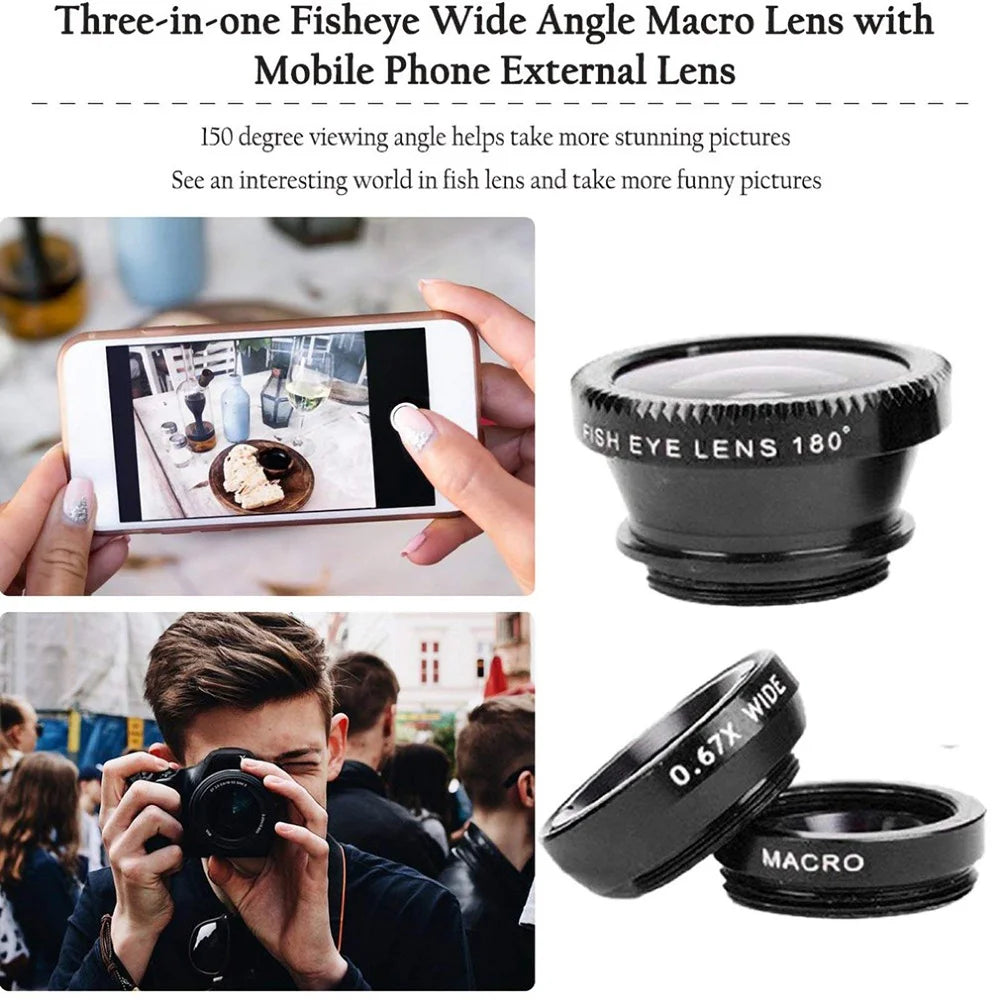 Doodad Co. Phone Camera Lens Kit — 3-in-1, Clip-On Design