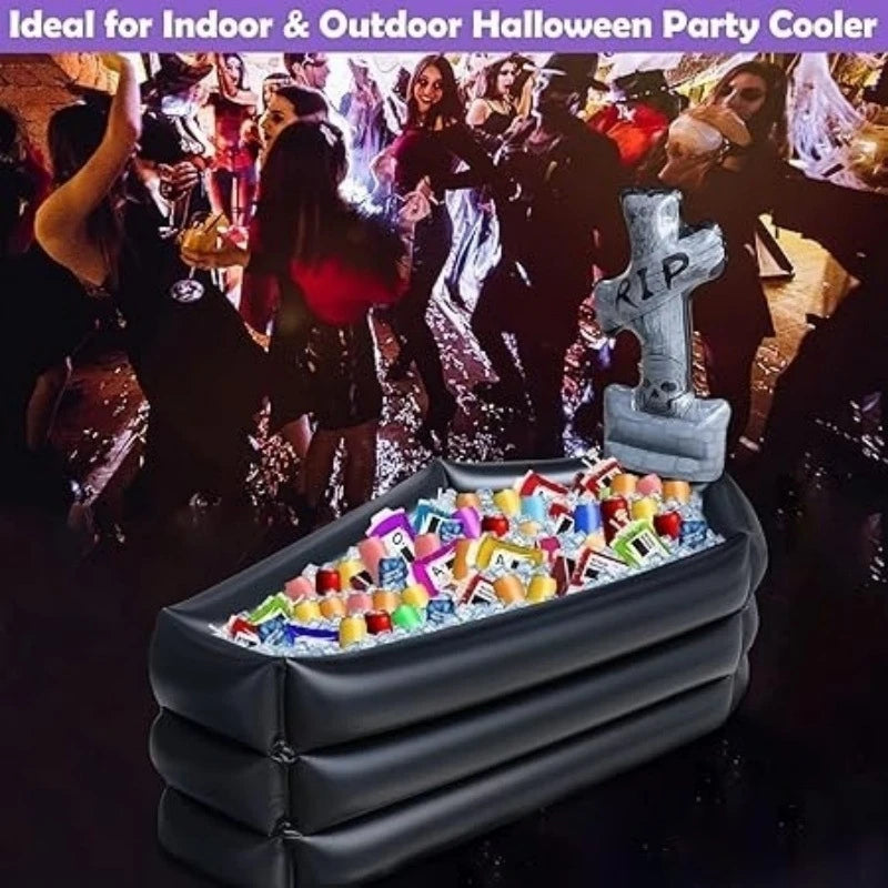 Doodad Co. Inflatable Skull Tombstone Prop — Giant Yard Decoration, Haunted House Showstopper