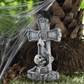 Doodad Co. Crow & Skeleton Tombstone Statue — Resin Yard Prop, Haunted House Accent