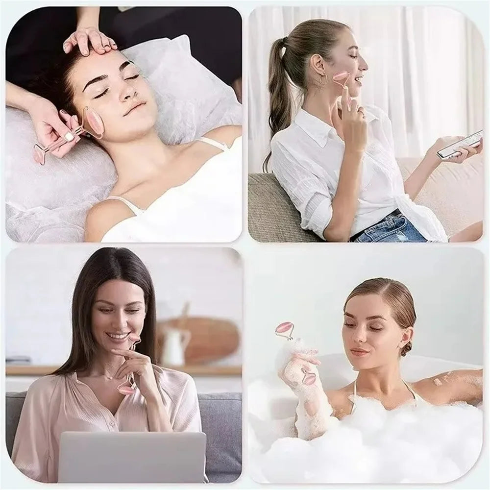 Doodad Co. Facial Massage Roller Set — Dual-End Roller, Gua Sha Included