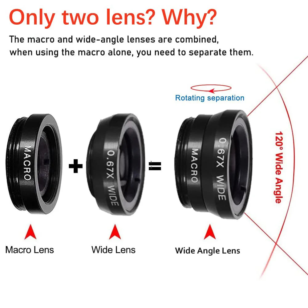 Doodad Co. Phone Camera Lens Kit — 3-in-1, Clip-On Design