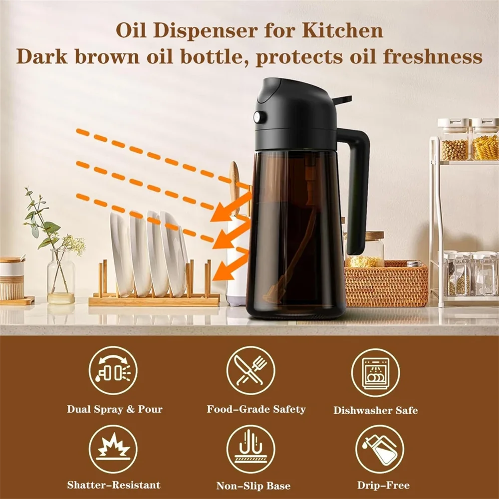 Doodad Co. 2-in-1 Glass Oil Sprayer & Dispenser