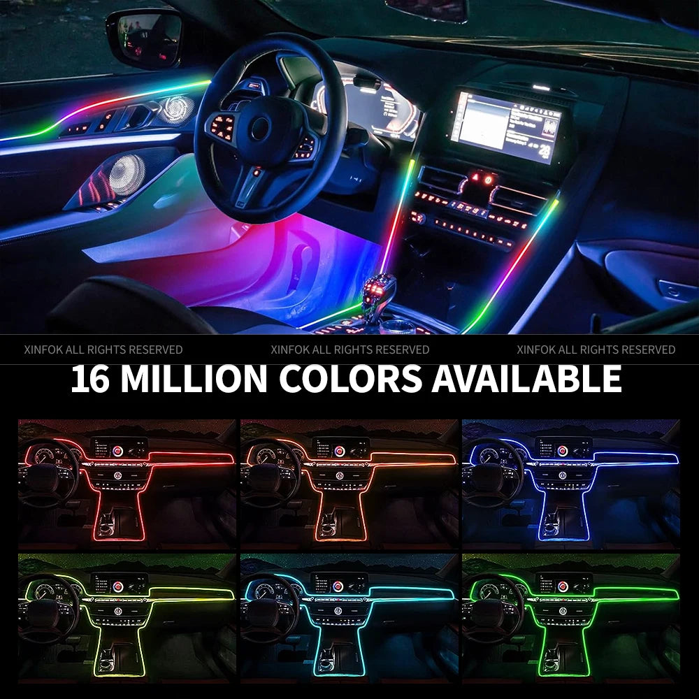 Doodad Co. Car Interior Ambient Light Kit — App-Controlled RGB Acrylic Strips