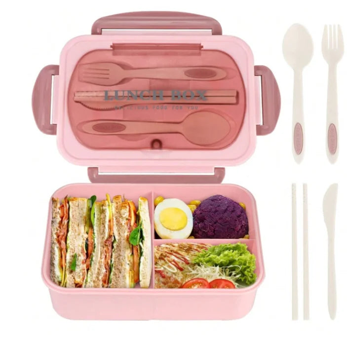 Doodad Co. Bento Lunch Box — 3-Compartment, With Utensils