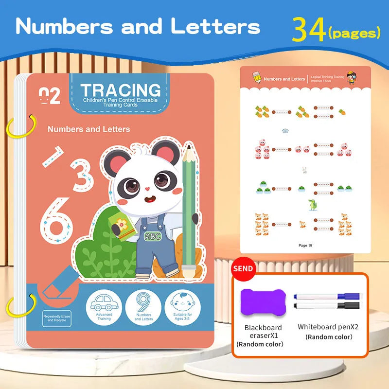 Doodad Co. Reusable Practice Book — Erasable Pen Included, 34 Pages