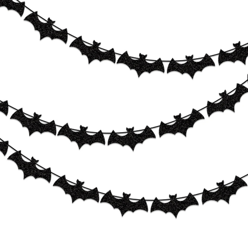 Doodad Co. Paper Bat Banner — Hanging Garland, "Happy Halloween" Flag