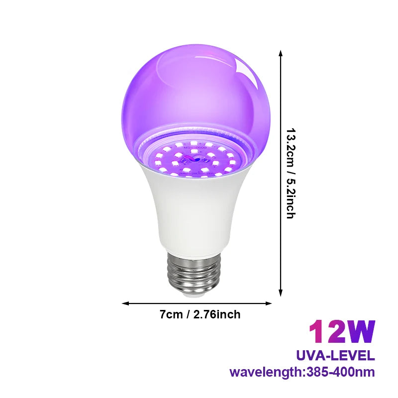 Doodad Co. LED Blacklight Bulb — E27 Screw-In, Instant Neon Glow Effect