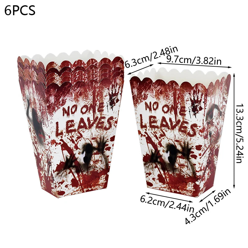 Doodad Co. Bloody Handprint Party Tableware — Plates, Cups & Popcorn Boxes