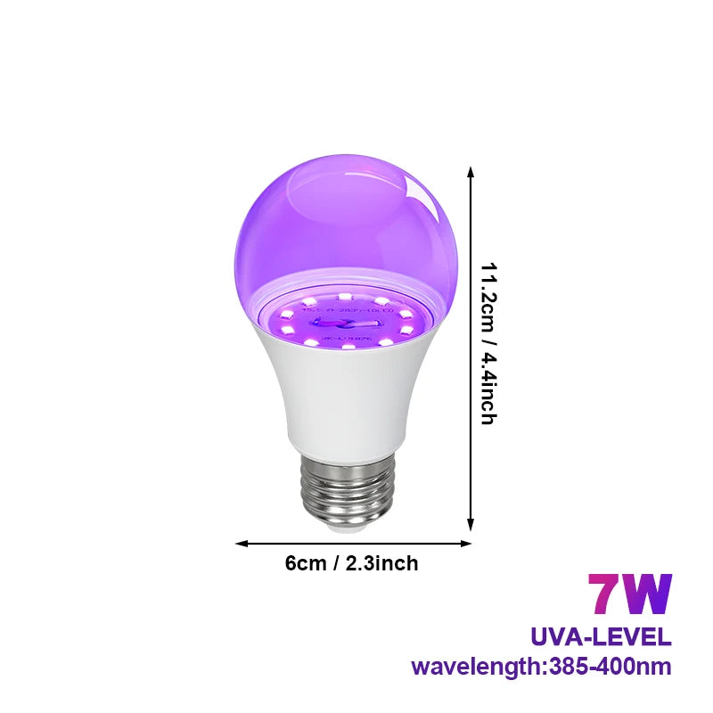 Doodad Co. LED Blacklight Bulb — E27 Screw-In, Instant Neon Glow Effect