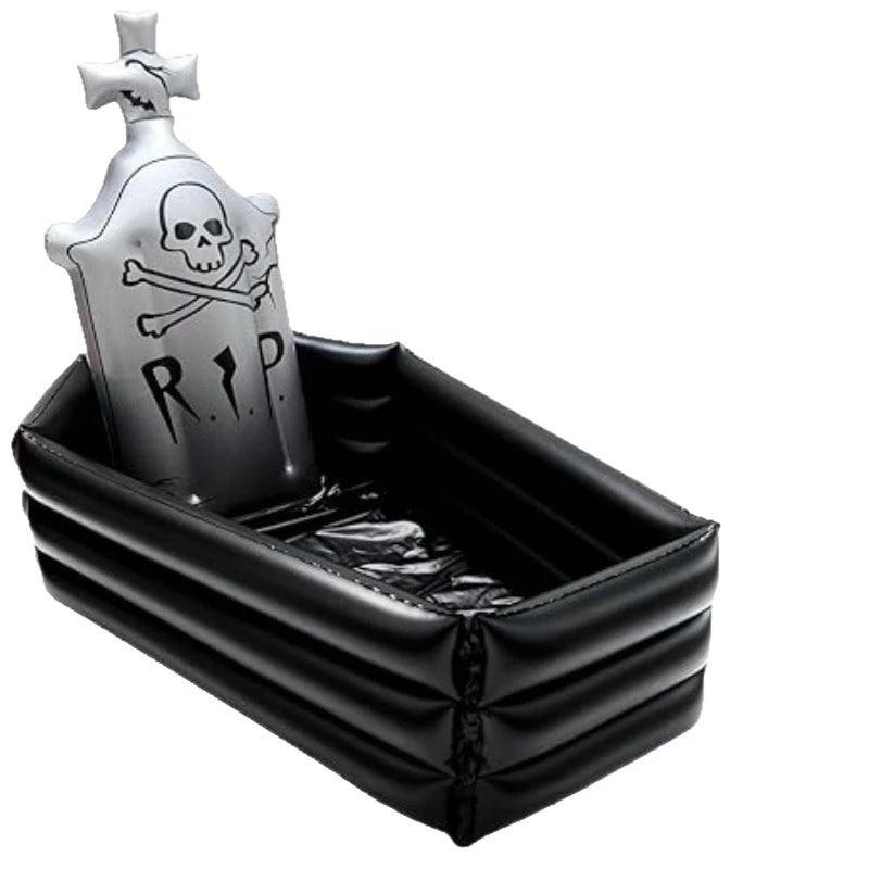 Doodad Co. Inflatable Skull Tombstone Prop — Giant Yard Decoration, Haunted House Showstopper