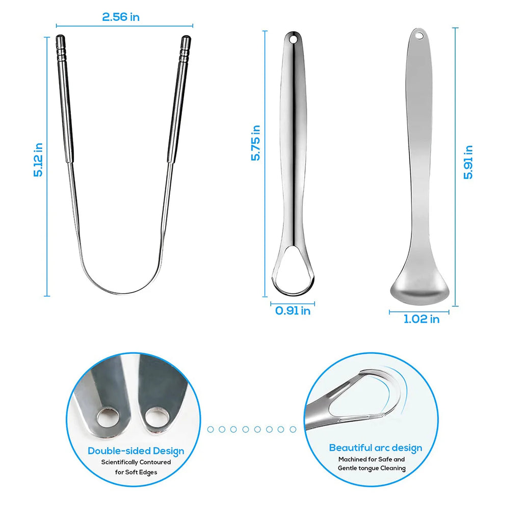 Doodad Co. Metal Tongue Scraper — Stainless Steel, Portable Design