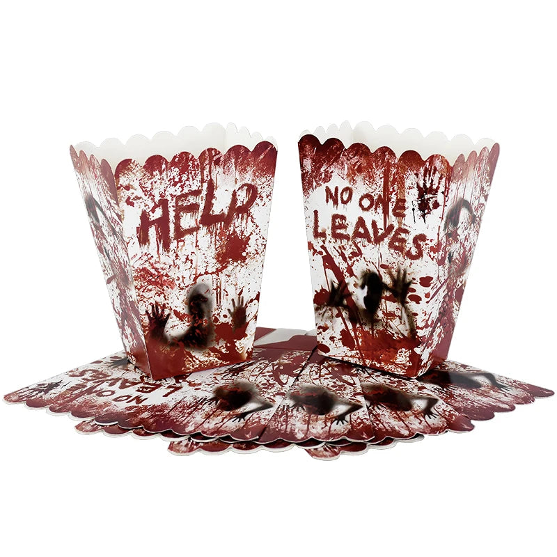 Doodad Co. Bloody Handprint Party Tableware — Plates, Cups & Popcorn Boxes