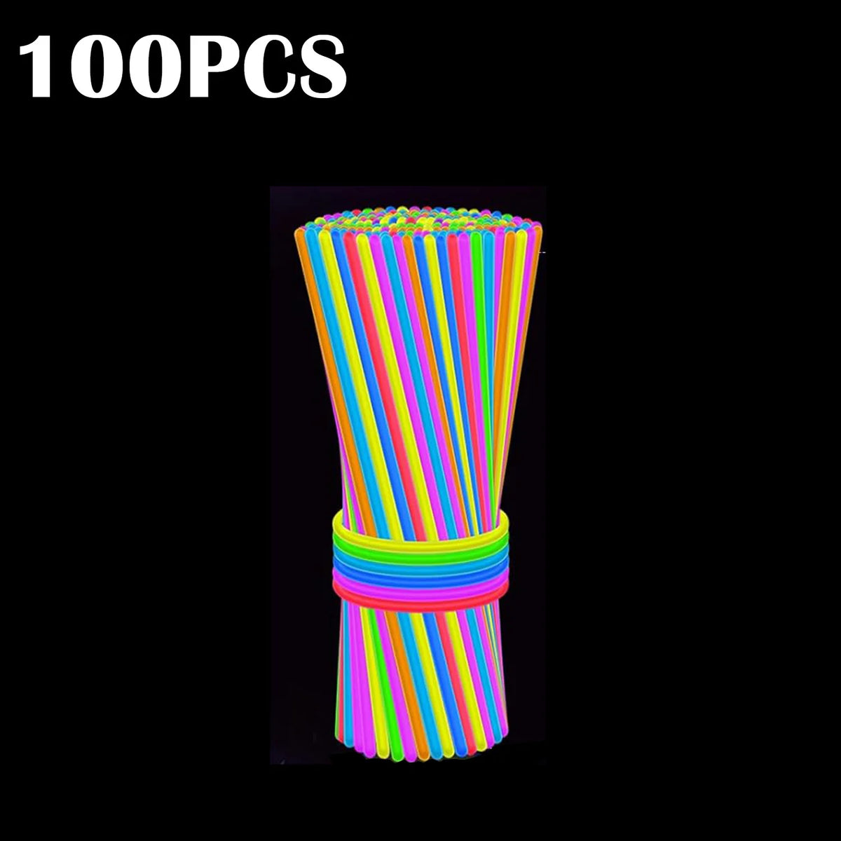 Doodad Co. Glow Stick Necklaces & Bracelets — Multicolor Neon Glow, Bulk Party Pack