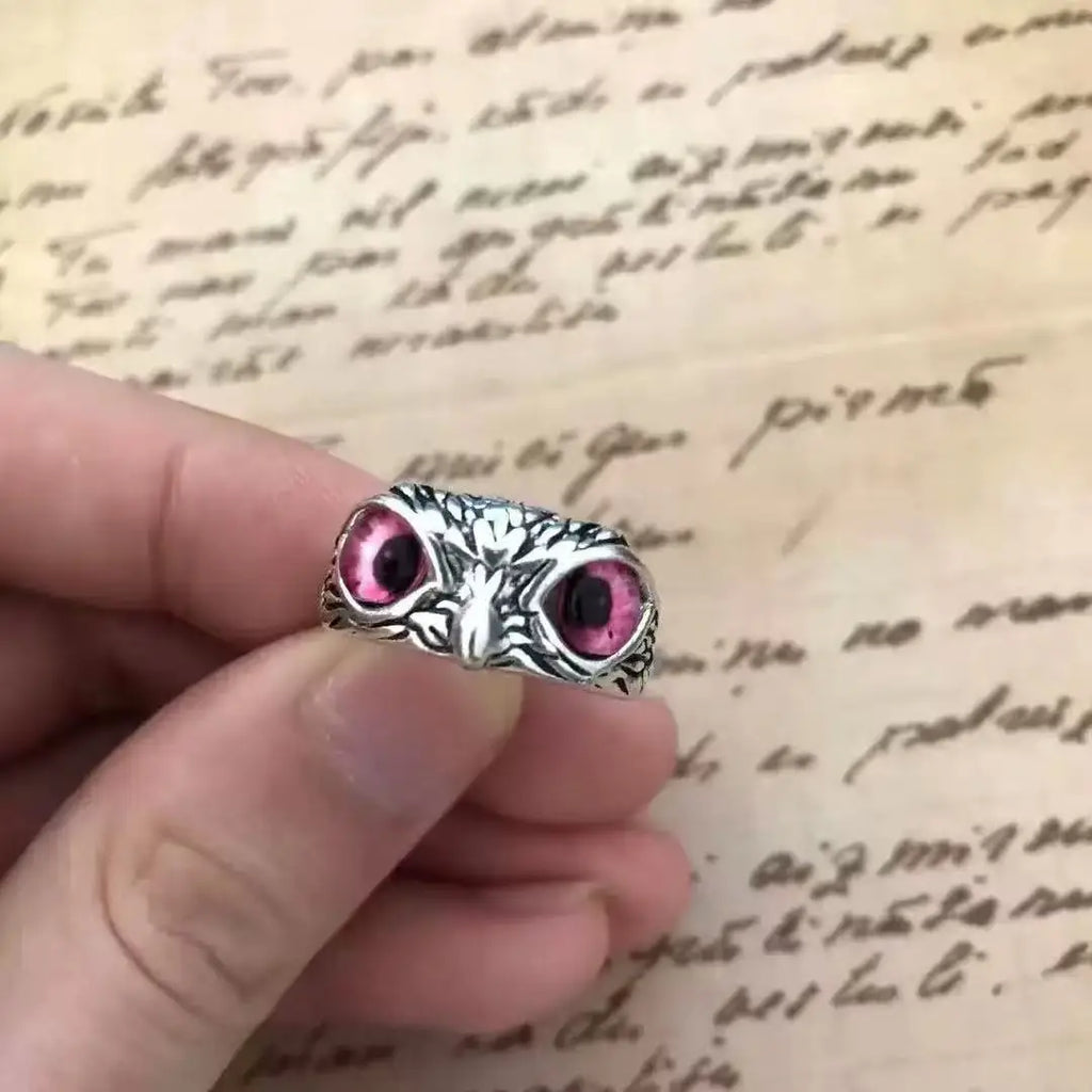 Doodad Co. Evil Eye Owl Ring — Adjustable Fit, Antique Silver Finish