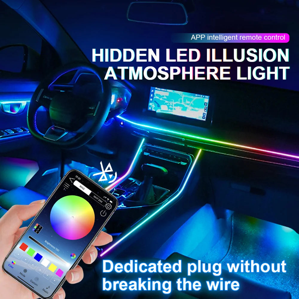 Doodad Co. RGB Car Ambient Light Strip — App-Controlled, 64-Color