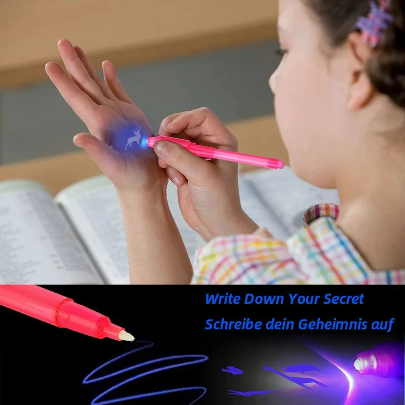 Doodad Co. Invisible Ink Spy Pen — UV Light Included, Secret Messages