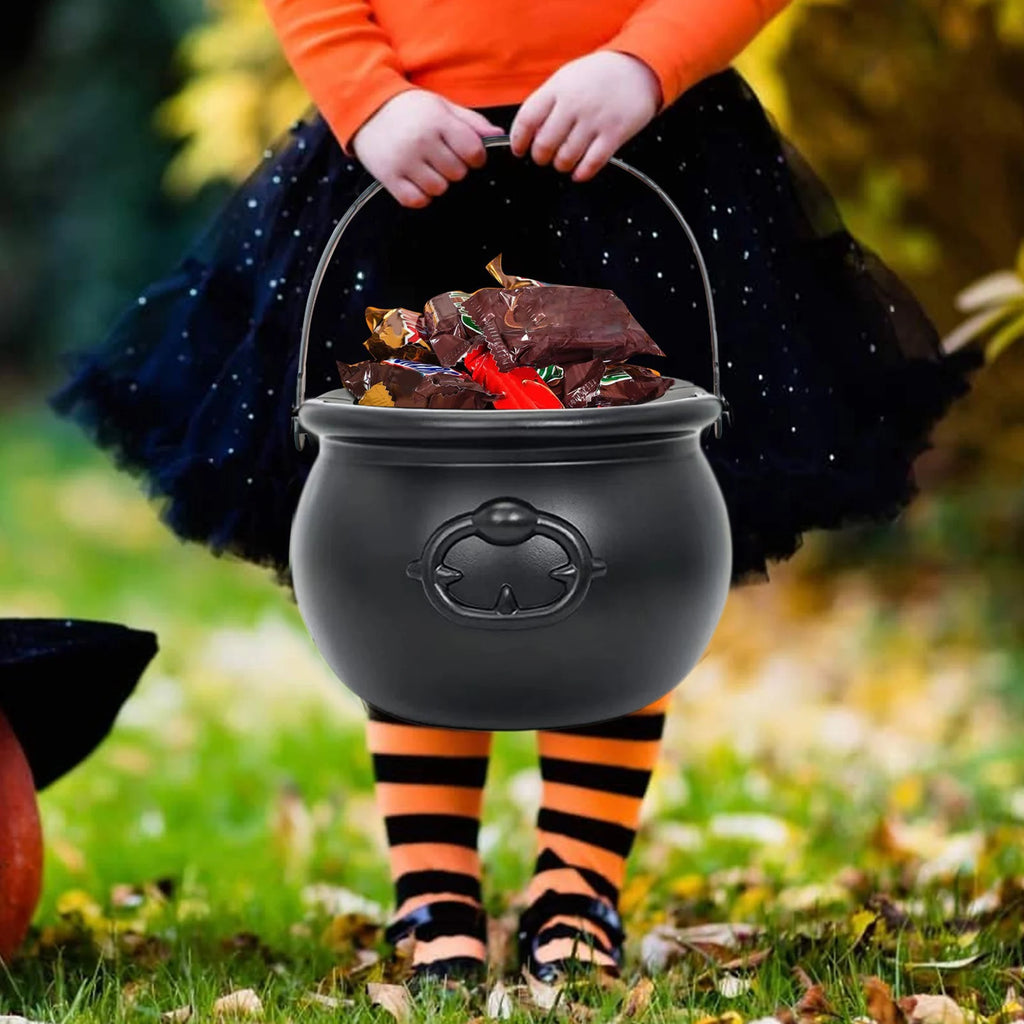 Doodad Co. Cauldron Candy Bowl — Iron Rack Stand, Trick-or-Treat Ready