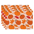 Doodad Co. Pumpkin & Fall Leaves Placemats — Set of 4, Stain-Resistant Autumn Table Decor