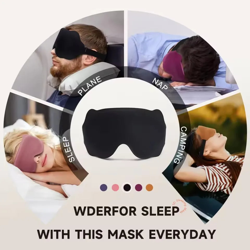Doodad Co. 3D Contoured Sleep Mask — Blocks Light, Eye Cup Design