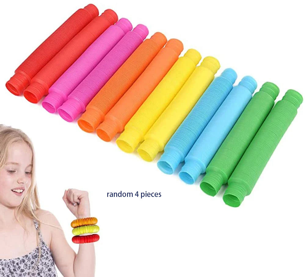 Doodad Co. Pop Tube Fidget Toys — Heavy-Duty, 4-Piece Set