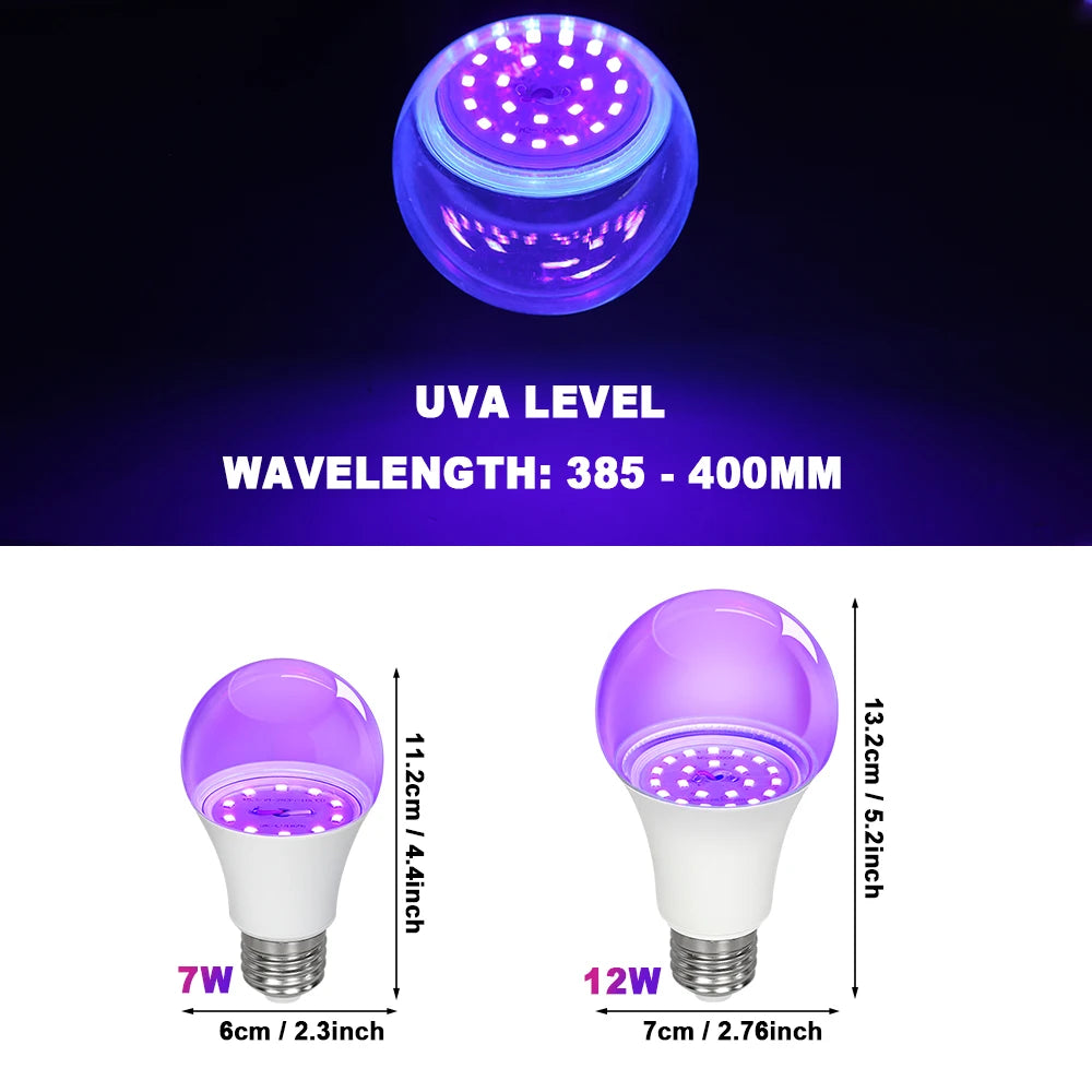 Doodad Co. LED Blacklight Bulb — E27 Screw-In, Instant Neon Glow Effect