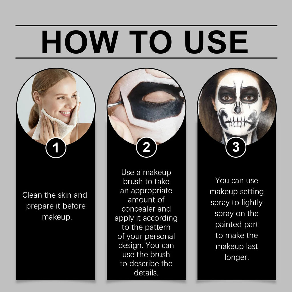 Doodad Co. White & Black Body Paint — Full Coverage, Oil-Free Easy Wash-Off