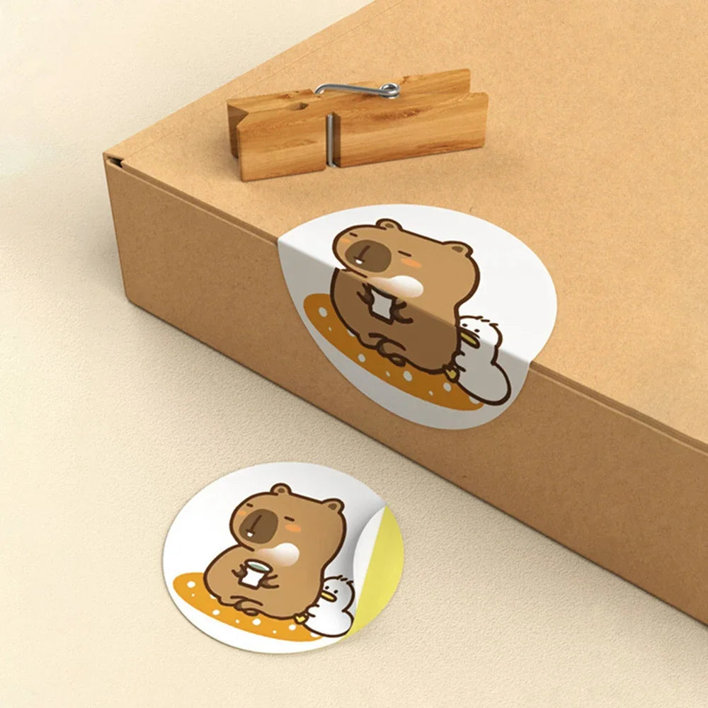 Doodad Co. Capybara Sticker Roll — Waterproof, 500-Piece Set