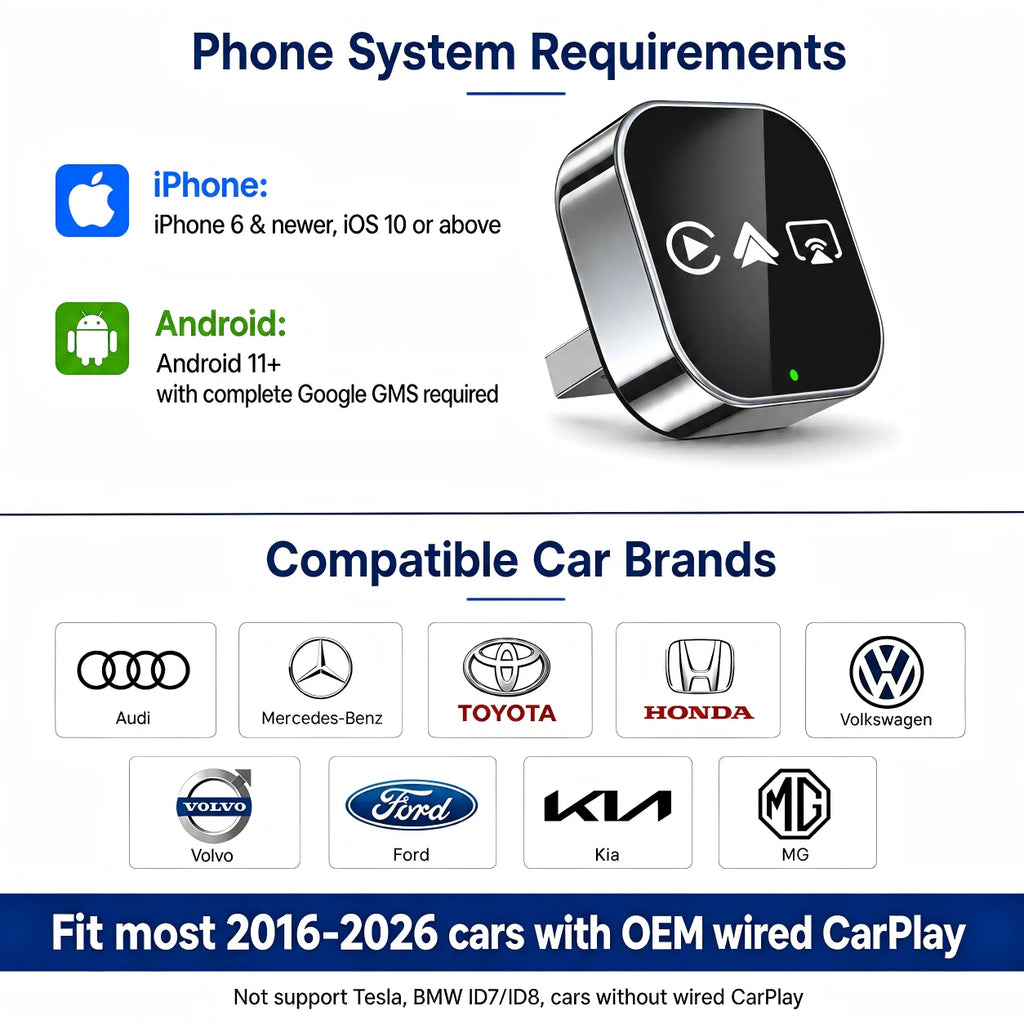 Doodad Co. 4-in-1 Wireless CarPlay Adapter — Instant Wired-to-Wireless Upgrade