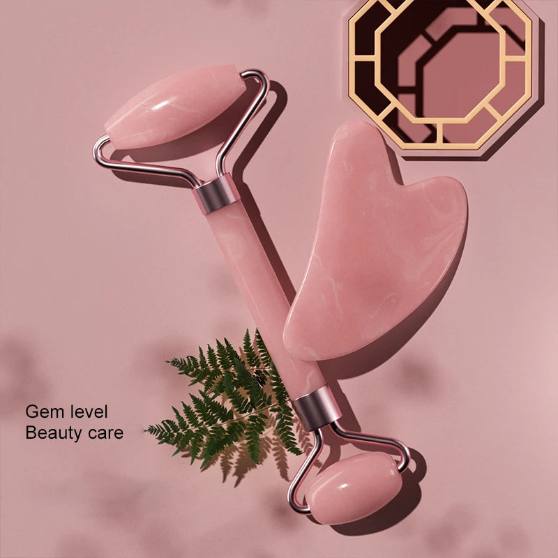 Doodad Co. Facial Massage Roller Set — Dual-End Roller, Gua Sha Included