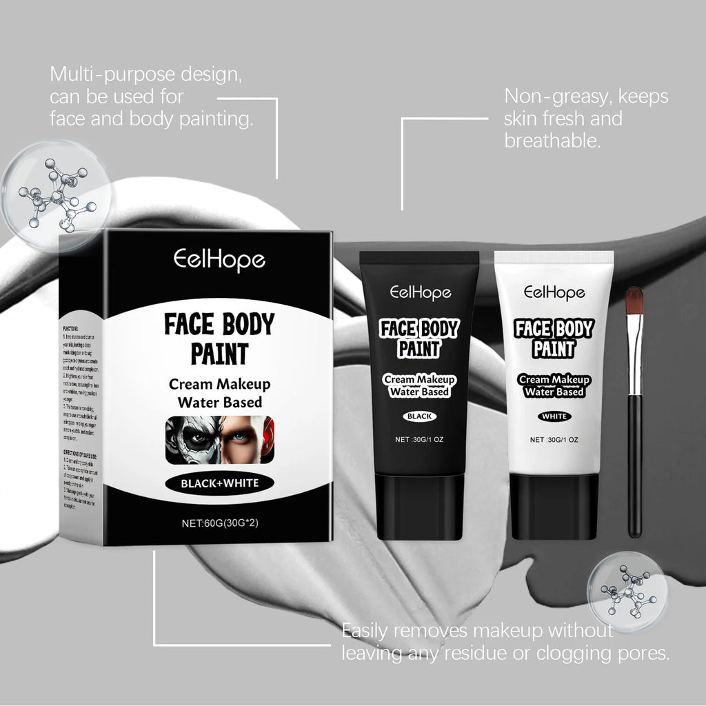Doodad Co. White & Black Body Paint — Full Coverage, Oil-Free Easy Wash-Off