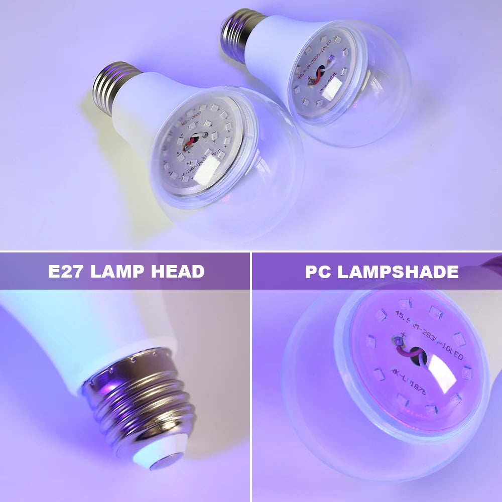 Doodad Co. LED Blacklight Bulb — E27 Screw-In, Instant Neon Glow Effect