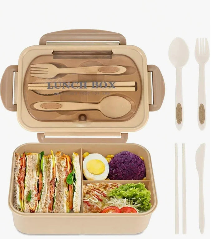 Doodad Co. Bento Lunch Box — 3-Compartment, With Utensils