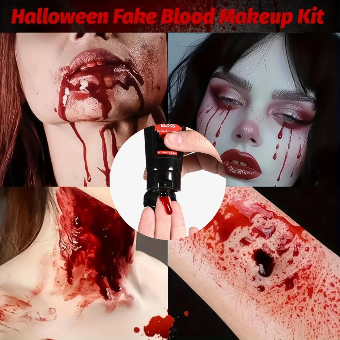 Doodad Co. Realistic SFX Blood Gel — 2-Pack Costume Makeup, Zombie & Vampire Ready