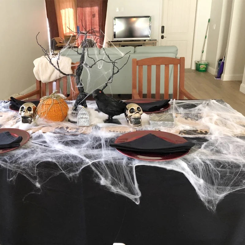 Doodad Co. Stretchy Spider Web Decoration — Instant Cobweb Effect, Haunted House Ready