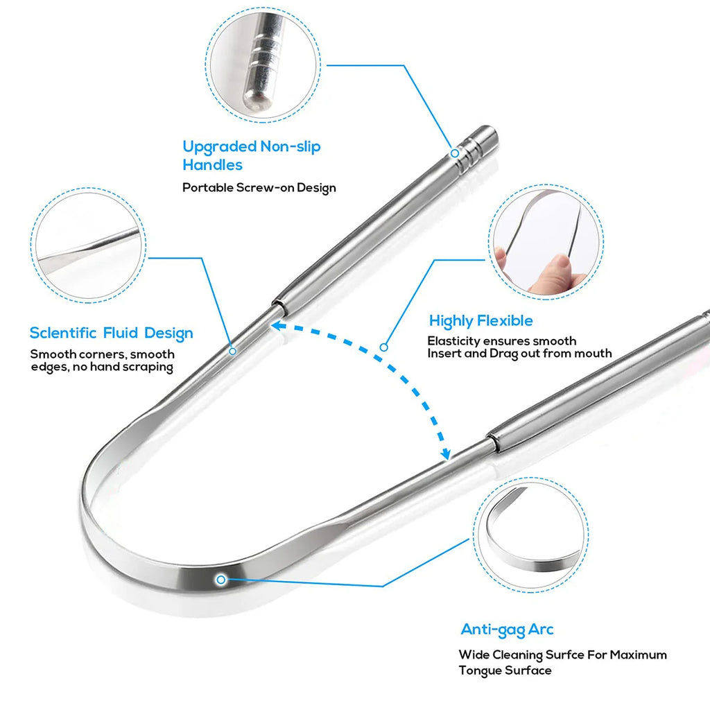 Doodad Co. Metal Tongue Scraper — Stainless Steel, Portable Design