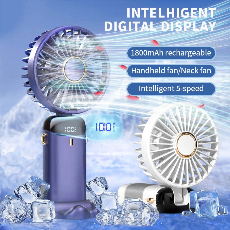 Doodad Co. Portable Neck Fan — 5-Speed, USB Rechargeable