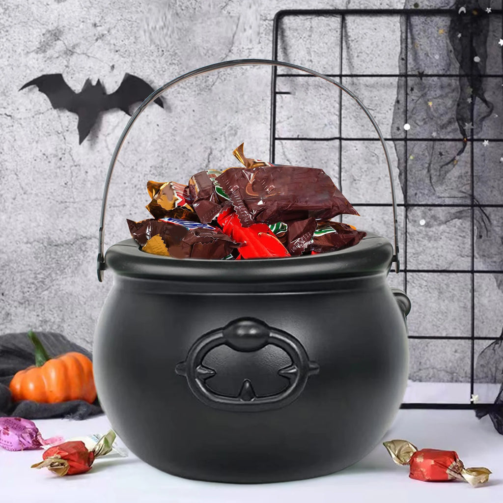 Doodad Co. Cauldron Candy Bowl — Iron Rack Stand, Trick-or-Treat Ready