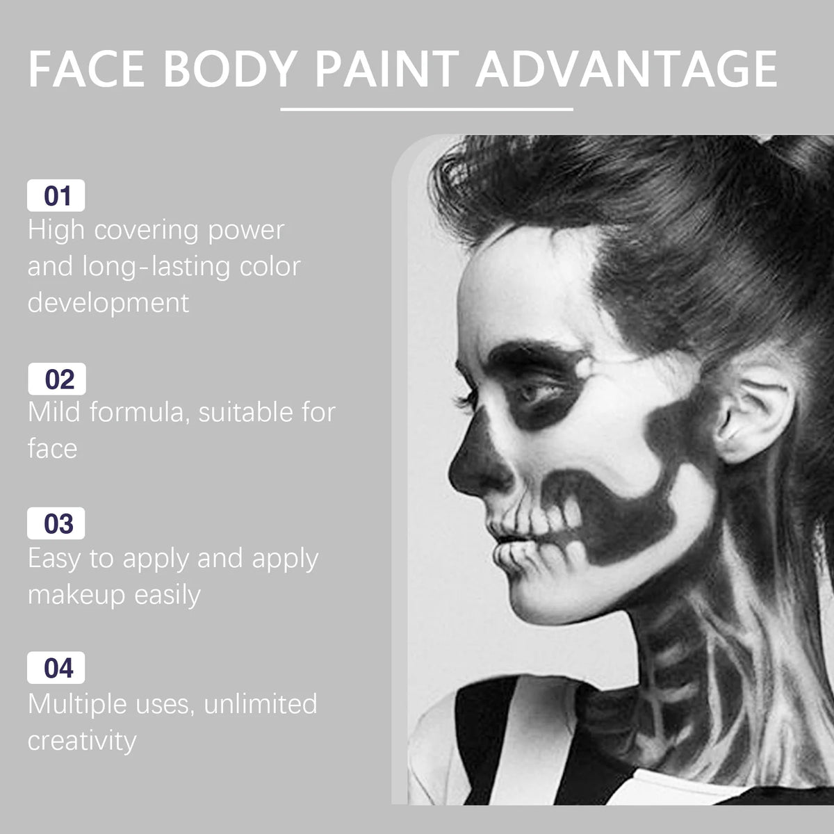 Doodad Co. White & Black Body Paint — Full Coverage, Oil-Free Easy Wash-Off