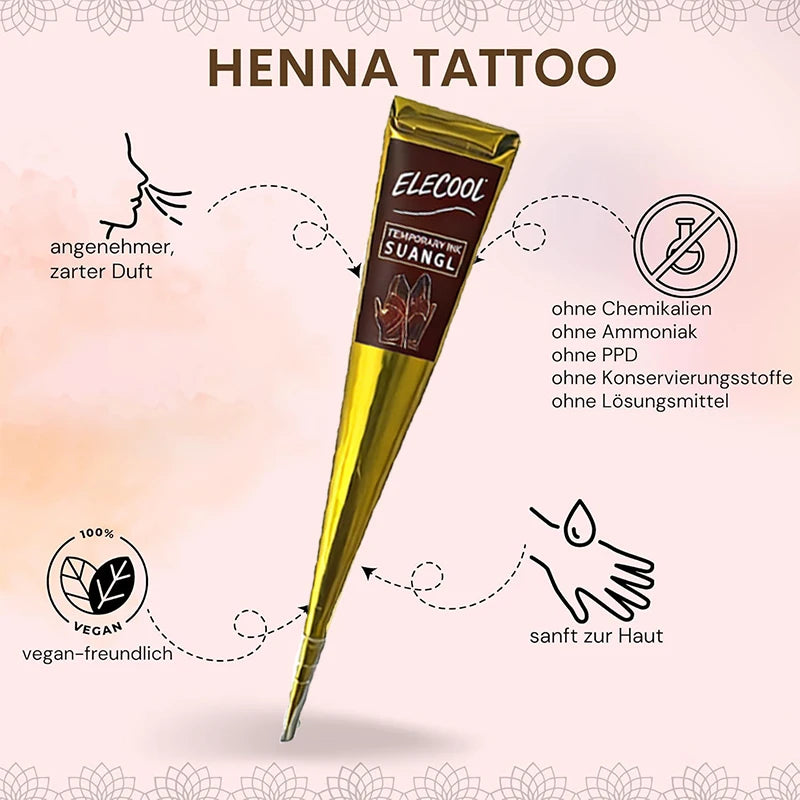 Doodad Co. Henna Tattoo Cones — Multi-Color Set, Temporary Body Art