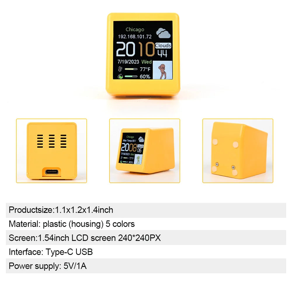 Doodad Co. Smart Desktop Weather Station — Temperature, Humidity & Time Display