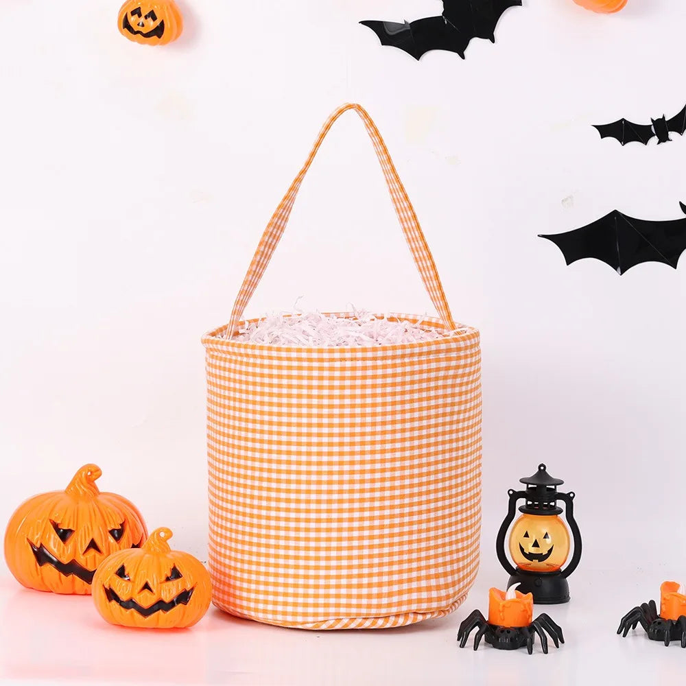 Doodad Co. Plaid Trick-or-Treat Tote — Large Capacity Candy Basket, Halloween Essential