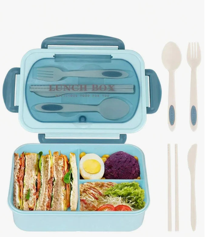 Doodad Co. Bento Lunch Box — 3-Compartment, With Utensils