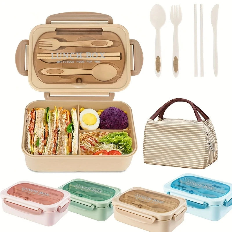 Doodad Co. Bento Lunch Box — 3-Compartment, With Utensils
